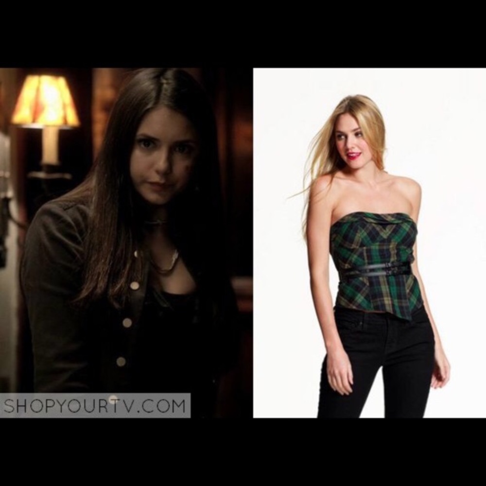 Elena Gilbert Plaid Top NWOT